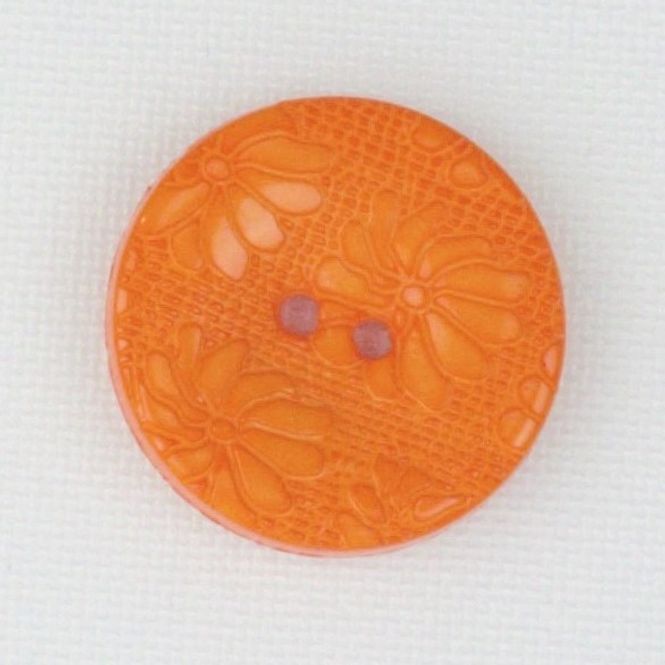Hovedbilde Blomsterknapp oransje 15 mm plastknapp preget - ...