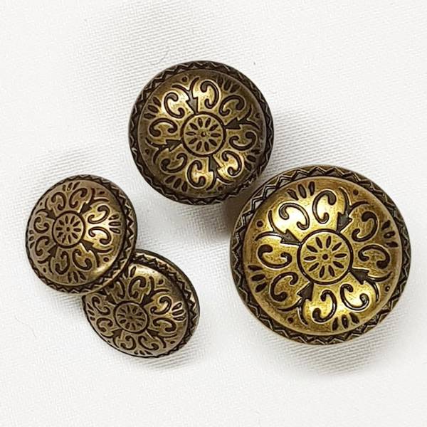 Hovedbilde Knapp rosett metall messing oksydert kåpeknapp