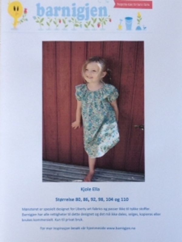 Symønster kjole Ella - barnestørrelser 80 - 110 cm