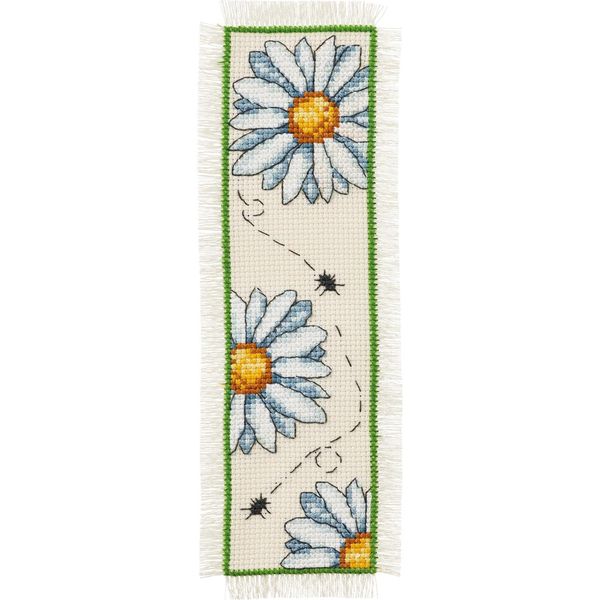 Hovedbilde Bokmerke Margeritter 7 x 22 cm broderipakke