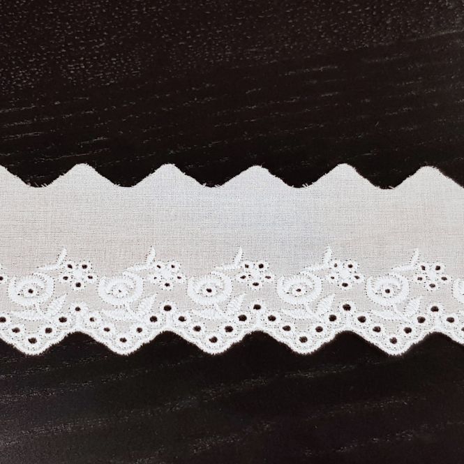 Hovedbilde Blonde engelsk broderi 64 mm kantblonde hvit.