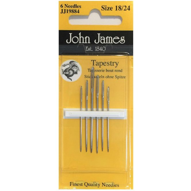 Hovedbilde Broderinåler butte John James str 18/24 gult kort