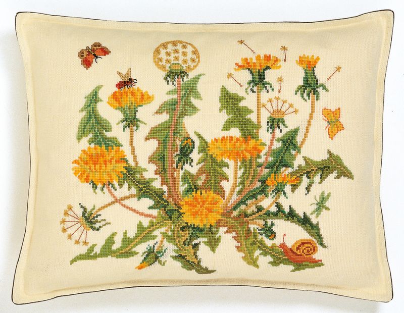 Pute løvetann korssting 45 x 35 cm - broderipakke 
